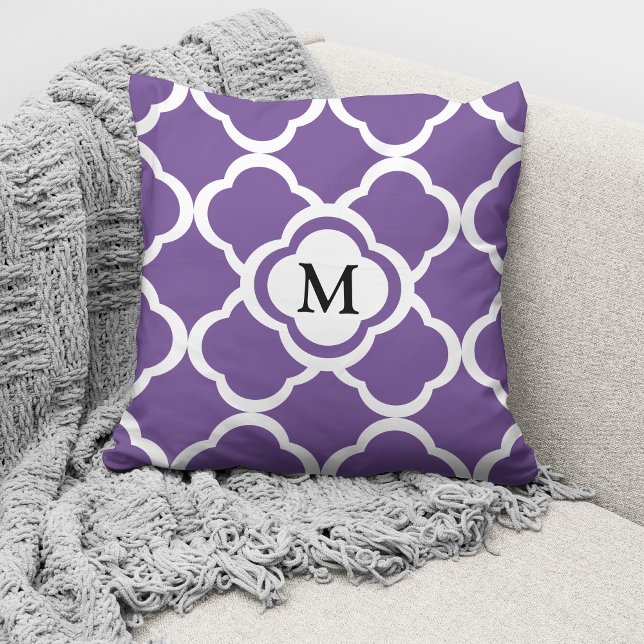 Modern Monogram Purple Pattern Cushion (Creator Uploaded)