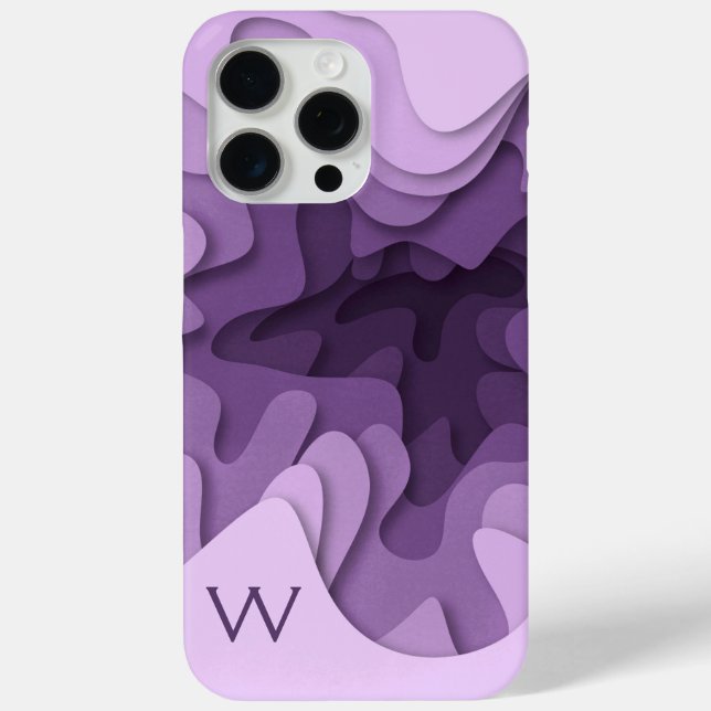 Modern Monogram Purple Violet Elegant Abstract Case-Mate iPhone Case (Back)