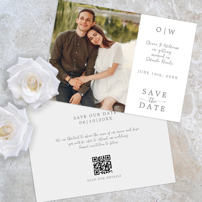Modern Monogram QR Save the Date (Creator Uploaded)