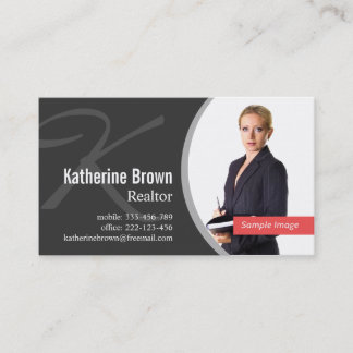 Modern Monogram Realtor Photo Business Card
