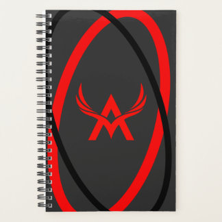 Modern Monogram Red Grey Geometry Cover Design Planner