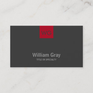 Modern Monogram Red Square Dark Business Card