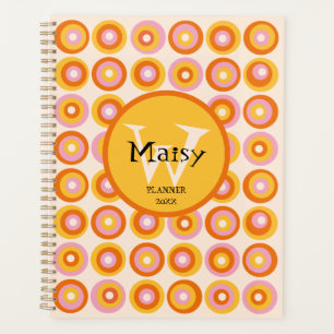 Modern Monogram Retro Orange Circles 2023 Planner