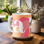 Modern monogram - Retro Organic Curves - Photo Coffee Mug<br><div class="desc">A modern design with organic curves in shades of pink, coral and tangerine. Personalise this coffee mug with a monogram and photo. To top it off, add a photo to make a great gift. If you need to adjust the pictures or monograms, click on the customise tool to make changes....</div>