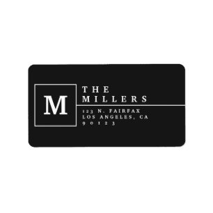 Modern Monogram Return Address Black & White Label