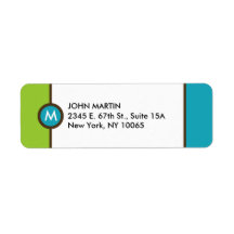 Modern Monogram Return Address Label - Blue/Brown