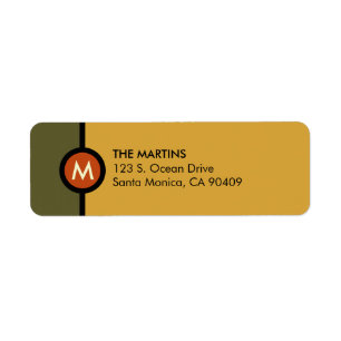 Modern Monogram Return Address Label - Green/Gold