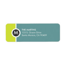 Modern Monogram Return Address Label - Yellow/Blue