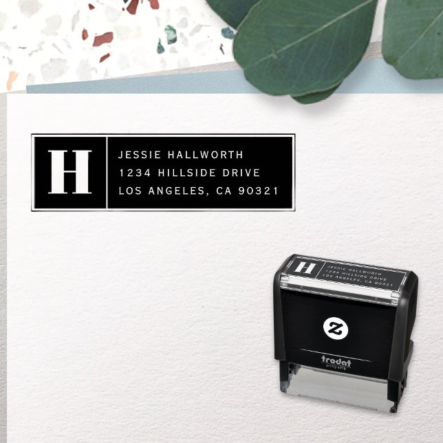 Modern Monogram & Return Address Self-inking Stamp (Creator Uploaded)