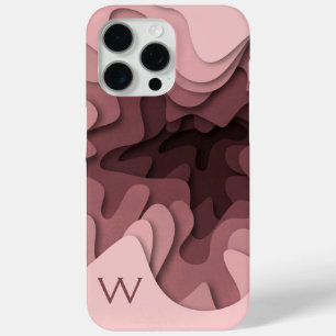 Modern Monogram Rose Pink Elegant Abstract iPhone 15 Pro Max Case