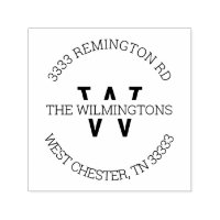 Modern Monogram Round Return Address