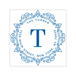 Modern Monogram Round Return Address Self-inking Stamp