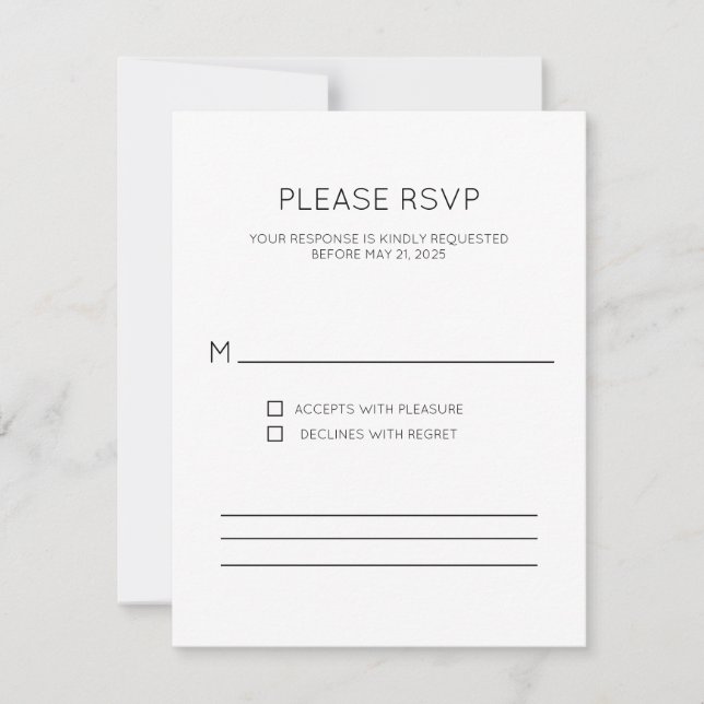 Modern Monogram RSVP Card (Front)