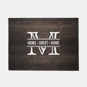 Modern Monogram & Rustic Wood Effect Doormat