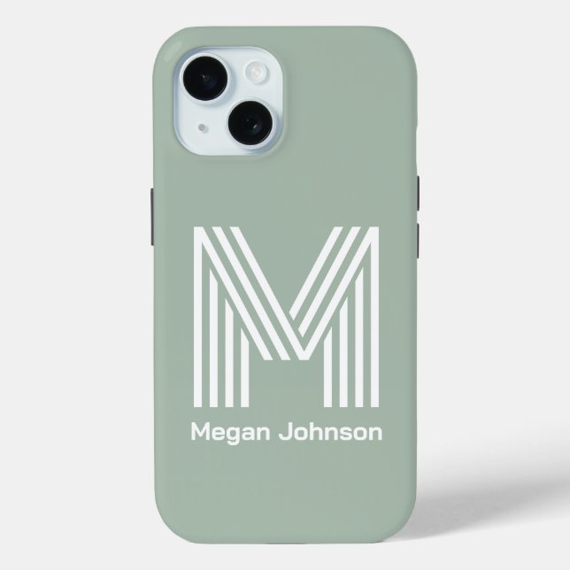 Modern Monogram Sage Green Case-Mate iPhone Case (Back)