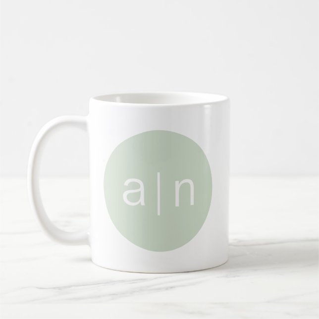Modern Monogram Sage Green Coffee Mug (Left)
