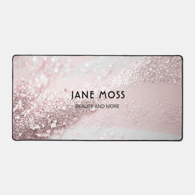 Modern, Monogram, Salon, Glitter (Imitate) Desk Mat (Front)