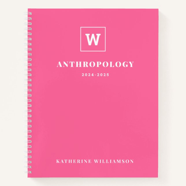 Modern Monogram School Subject Student Custom Name Notebook (Front)