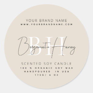 Modern monogram script candle label