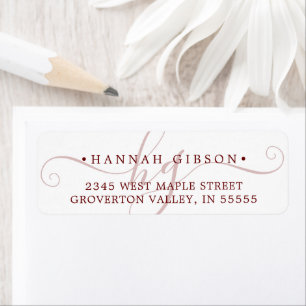 Modern Monogram Script Initials Burgundy