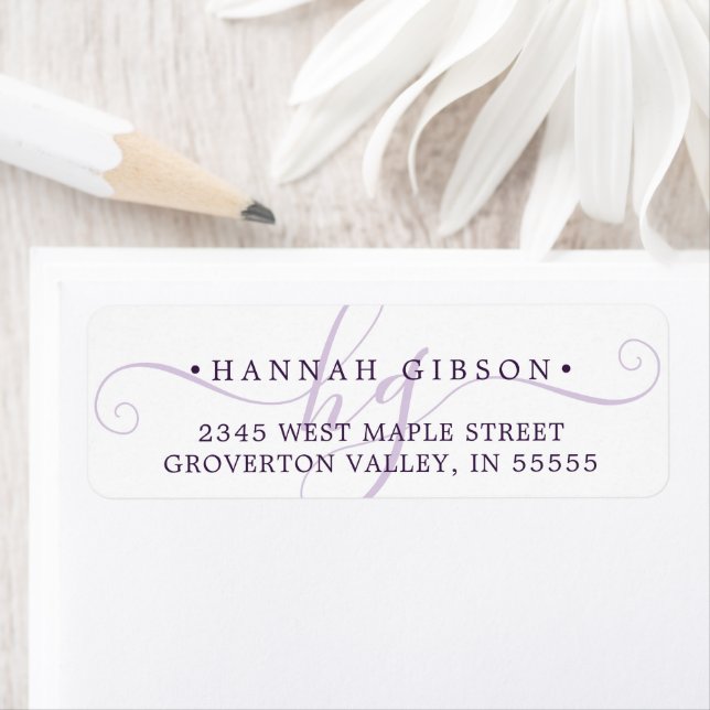 Modern Monogram Script Initials Silver Purple (Insitu)