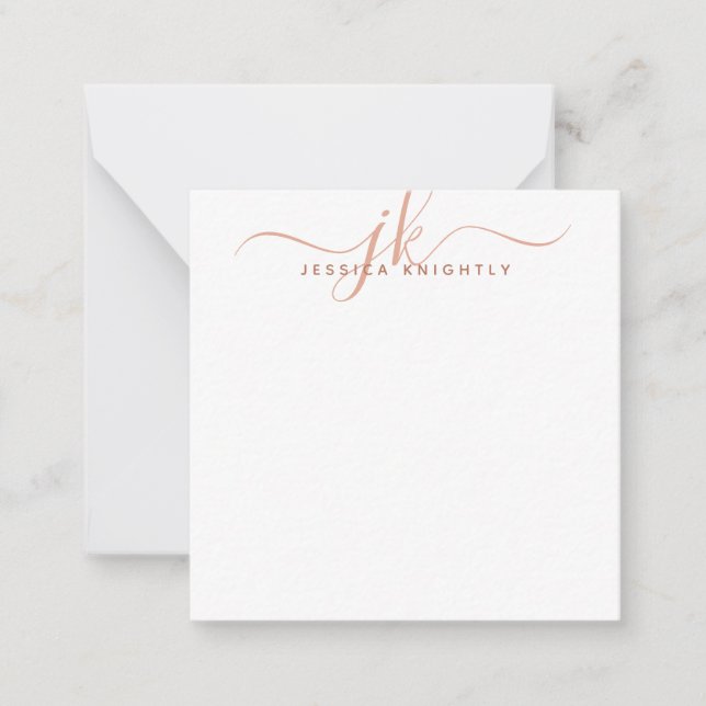 Modern Monogram Script Initials Terracotta Card (Front)