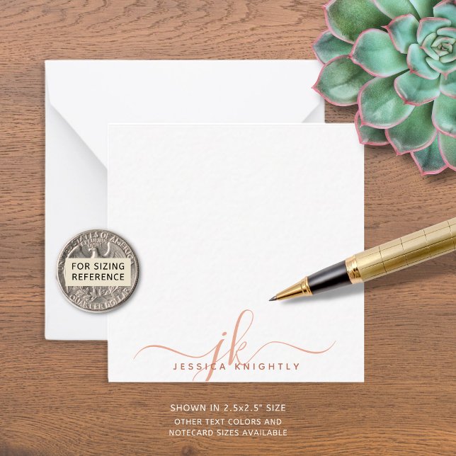 Modern Monogram Script Initials Terracotta Card (Creator Uploaded)