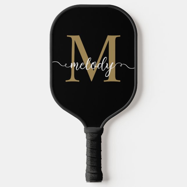 Modern Monogram Script Name Custom Colour Pickleball Paddle (Front)