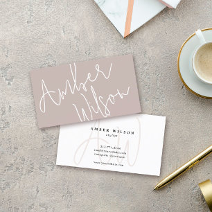 Modern Monogram Script Stylish Blush Bold Business Card