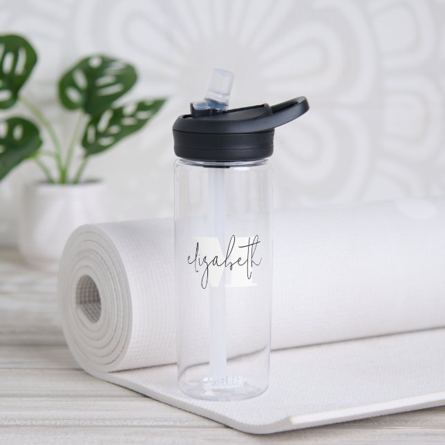 Modern Monogram Script Water Bottle (Yoga)