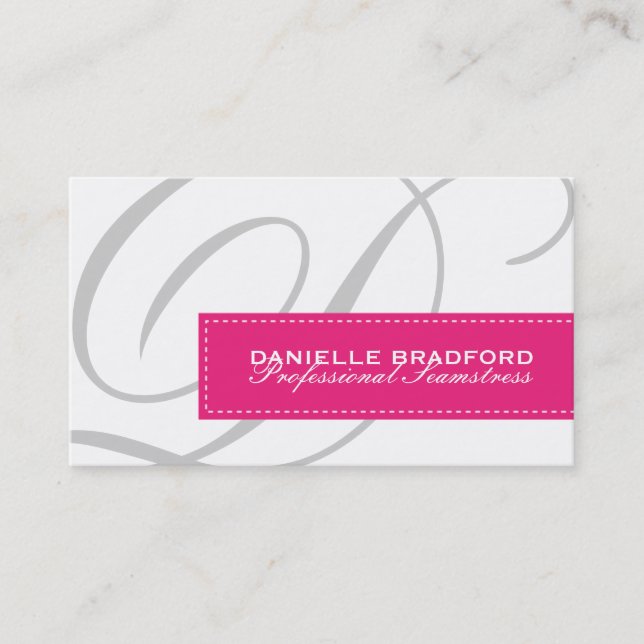 Modern Monogram Seamstress Business Cards (Front)