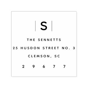 Modern monogram self inking return address stamp