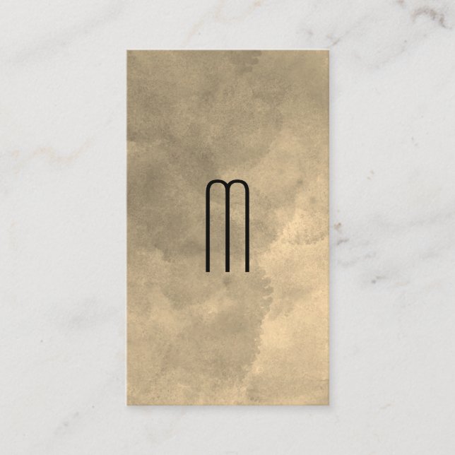 Modern Monogram Sepia Watercolor Business Card (Front)