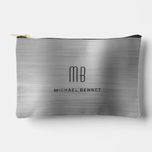 Modern Monogram Silver Grey Accessory Pouch