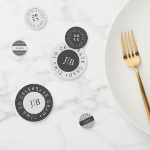 Modern Monogram Silver Grey Graduation Party Confetti