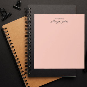 Modern Monogram Simple Blush Pink and Black Notepad