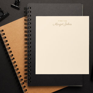 Modern Monogram Simple Stylish White Ivory & Gold Notepad