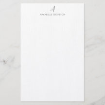 Modern Monogram Smokey Grey Personal Stationery