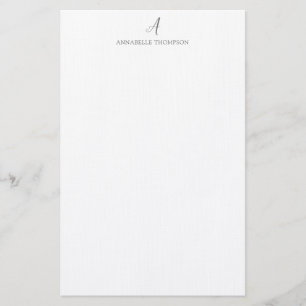 Modern Monogram Smokey Grey Personal Stationery 