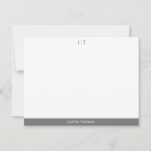 Modern Monogram Smokey Grey Personal Stationery No Card