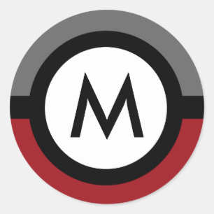 Modern Monogram Sticker - Black/Red/Grey