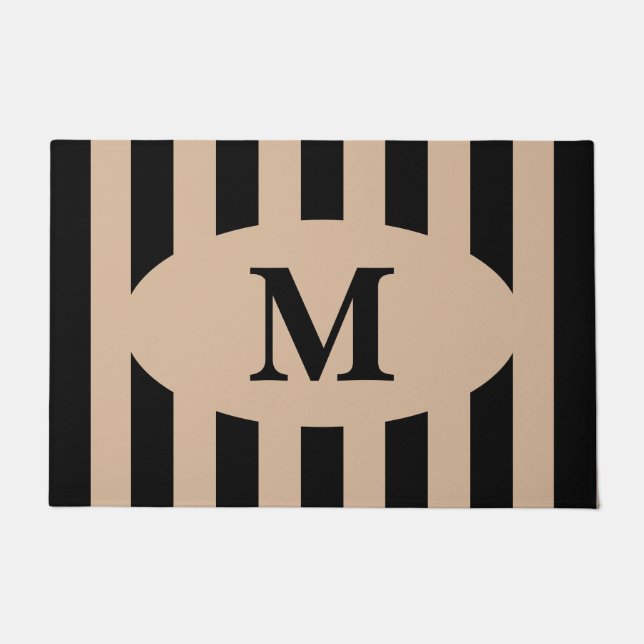 Modern Monogram Striped Doormat (Front)
