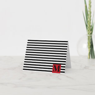 Modern Monogram Stripes Note Card