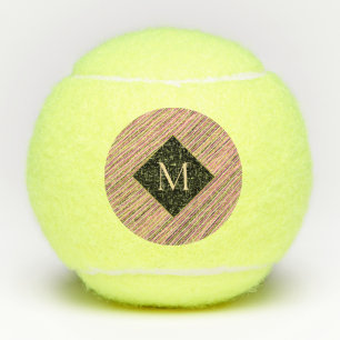 Modern Monogram Stripes Yellow Gold Pink Tennis Balls