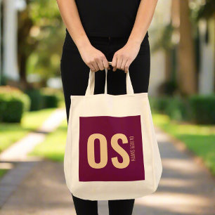 Modern Monogram Stylish Burgundy Feminine Girly Tote Bag