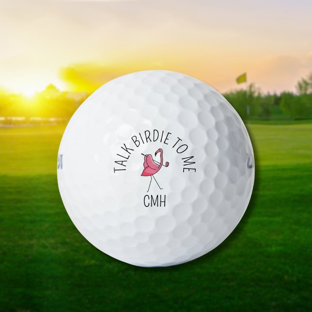 Modern Monogram Talk Birdie to Me Golfing Flamingo Golf Balls (Fun, stylish, and gift-ready.)