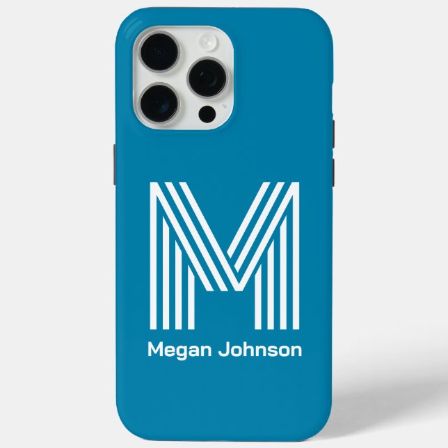Modern Monogram Teal Case-Mate iPhone Case (Back)