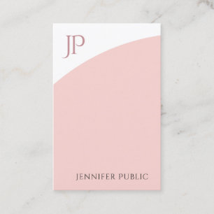 Modern Monogram Template Blush Pink White Elegant Business Card