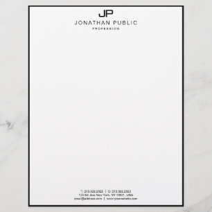 Modern Monogram Template Elegant Black White Custom Letterhead