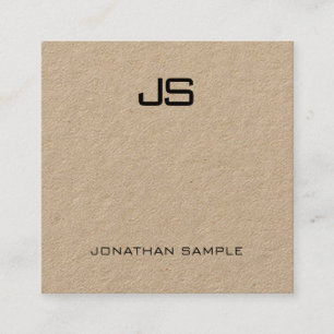 Modern Monogram Template Elegant Real Kraft Paper Square Business Card